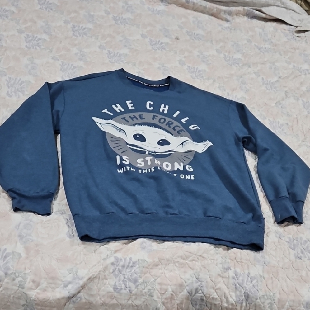 Star Wars Blue Crewneck Sweater The Child Grogu